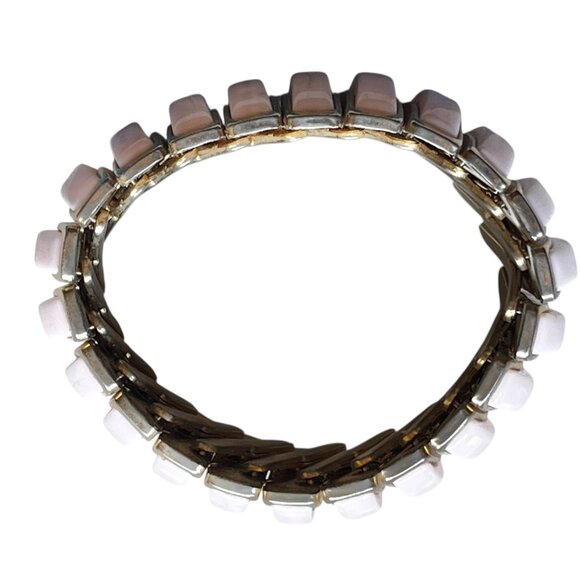 Lot Of Two Vintage Expandable Bracelet Cuffs: Trifari Pink & Gold/Black With Wri - Picture 7 of 16